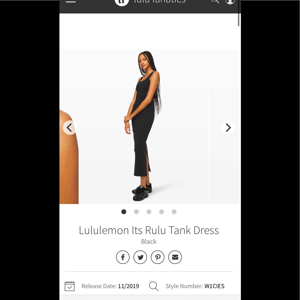 Lululemon Its Rulu Tank Dress (Black) NWT SIZE 4